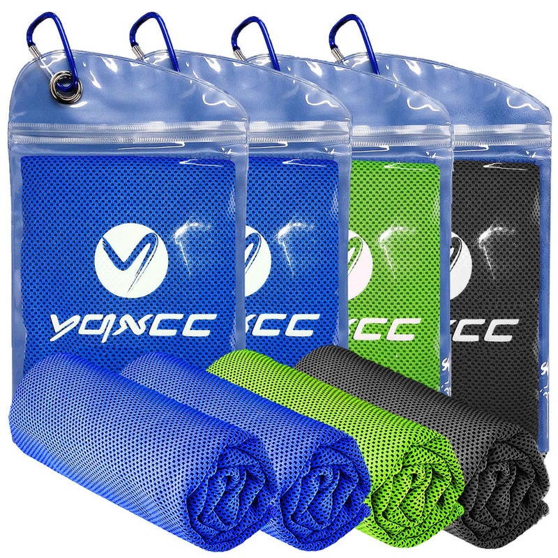 YQXCC Cooling Towels | 4 Pack 47""x12"" | Ice Cool for Neck | Microfiber Soft Breathable Chilly | for Yoga  Sports  Golf  Gym  Camping  Running  Fitness  Workout & More Activities - Image 1